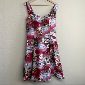 Jade Fashions 1970’s Novelty Print Hawaiian A-line Dress